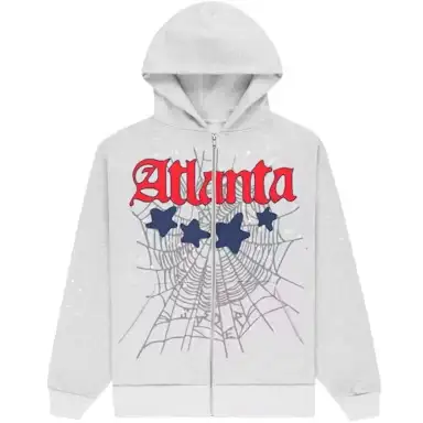 Sp5der Atlanta Full Zip Hoodie Heather Grey Sp5der Atlanta Full Zip Hoodie Heather Grey