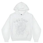 Sp5der OG Rhinestone Logo Hoodie White