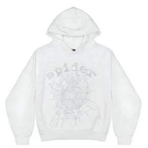 Sp5der OG Rhinestone Logo Hoodie White